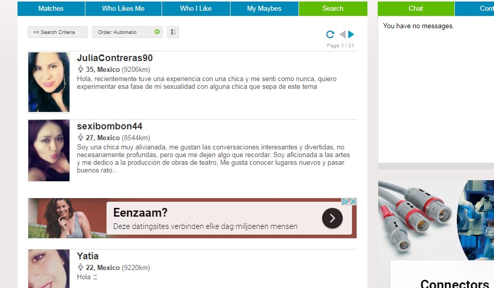 Funktionen der Dating-Website von Amor en Linea