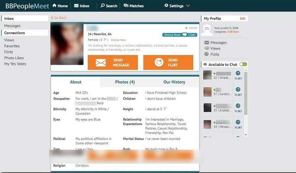 Características específicas de BBPeopleMeet