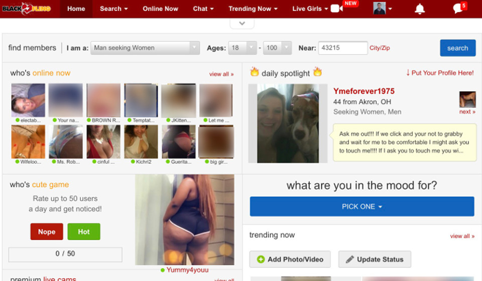 Características del sitio web de citas BlackFling
