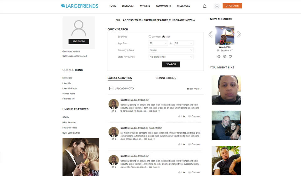 Fonctionnalités du site de rencontre de grands amis