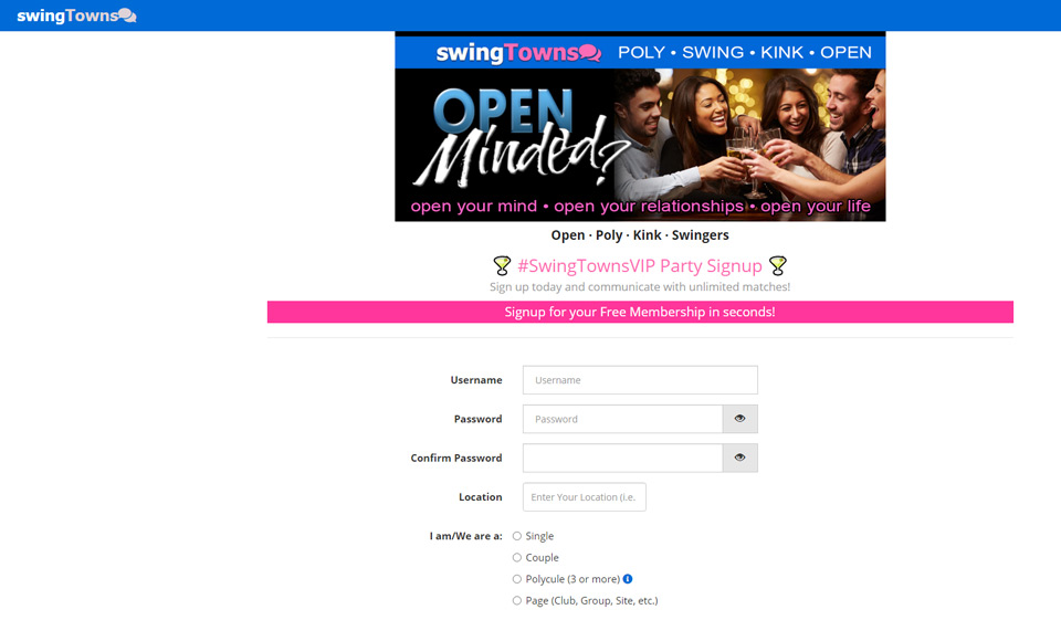 Caratteristiche del sito di incontri di SwingTowns